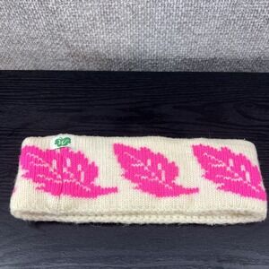 Original Moriarty Wool Headband Cream Pink‎ Leaf Hand Made in Stowe Vermont